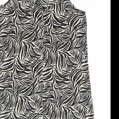New Look Womens Brown Animal Print Polyester Playsuit One-Piece Size 8 Button - Zebra Print