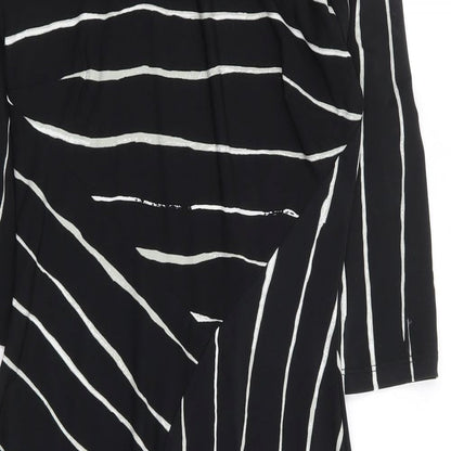 NEXT Womens Black Striped Polyester A-Line Size 6 Round Neck Pullover