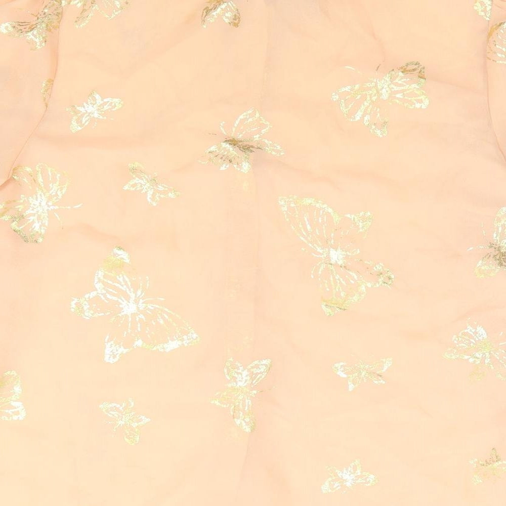 Primark Womens Pink Geometric Polyester Basic Button-Up Size 10 Collared - Butterfly