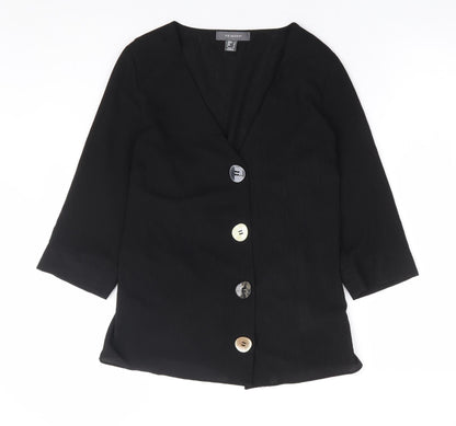 Primark Womens Black Polyester Basic Blouse Size 8 V-Neck