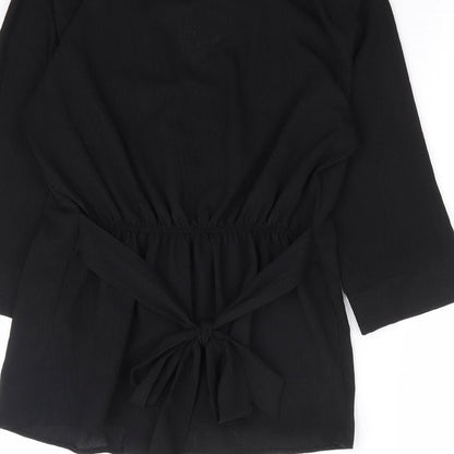 Primark Womens Black Polyester Basic Blouse Size 8 V-Neck
