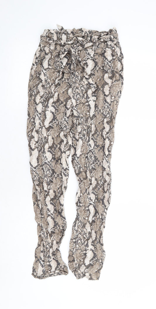 Womens UK Size 6 H&M Regular Fit Harem Beige Trousers