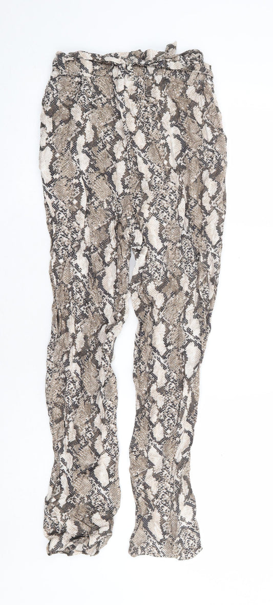 Womens UK Size 6 H&M Regular Fit Harem Beige Trousers
