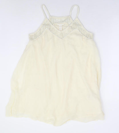 H&M Womens Ivory Polyester Shift Size 12 V-Neck Pullover