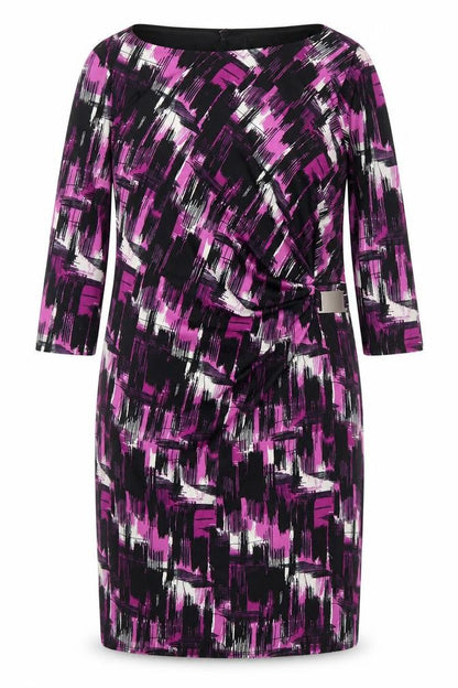 Preworn Womens Purple Geometric Viscose A-Line Size 12 Round Neck Pullover