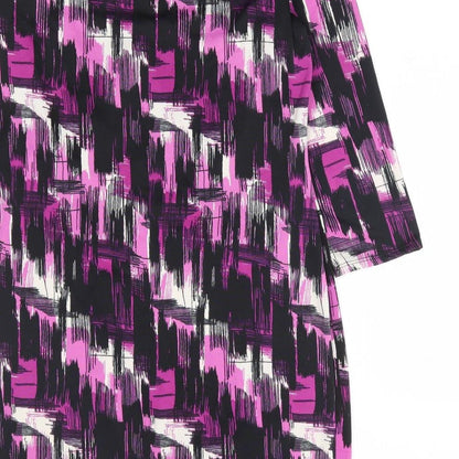 Preworn Womens Purple Geometric Viscose A-Line Size 12 Round Neck Pullover