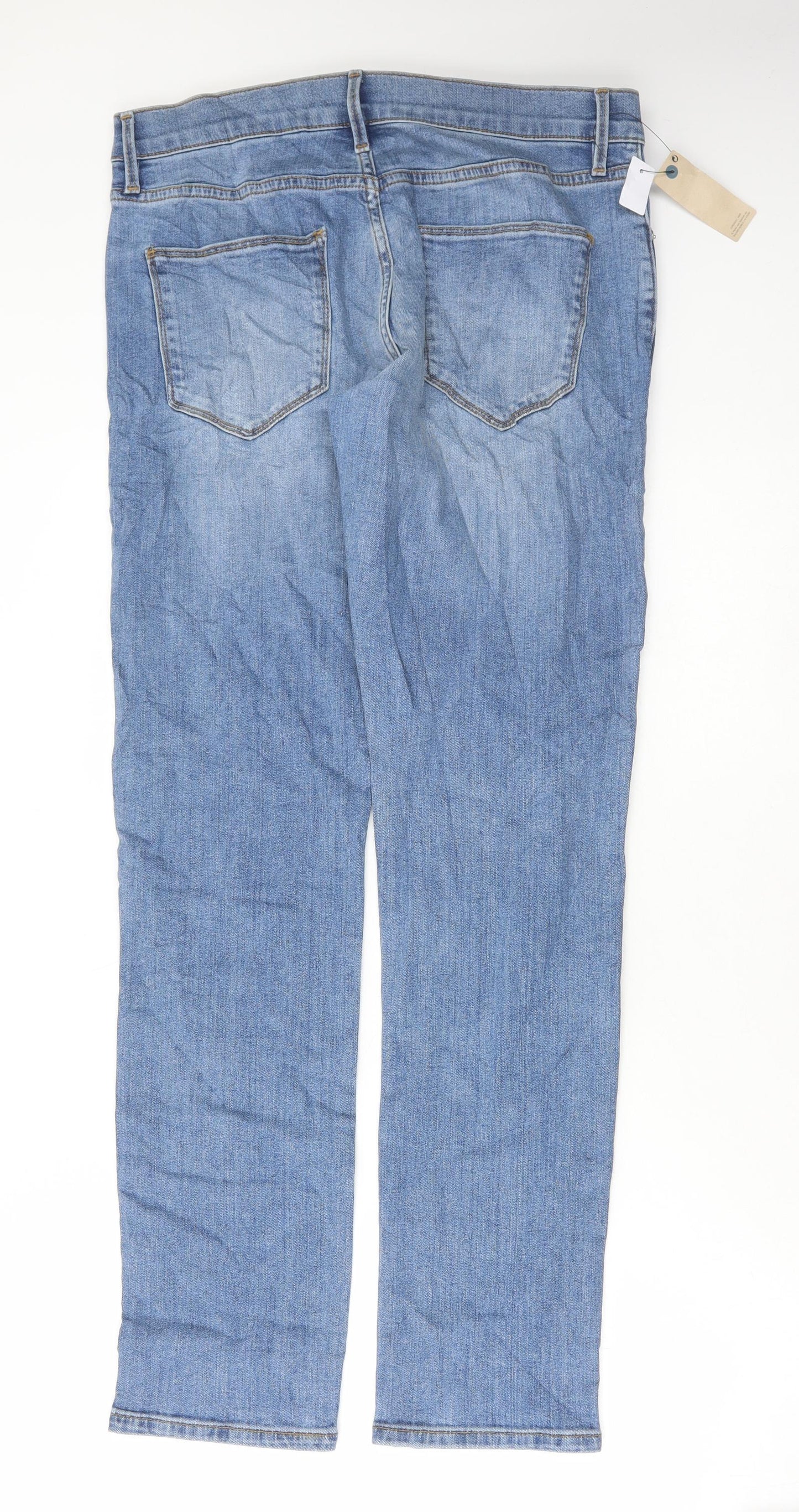 Marks and Spencer Mens Blue Cotton Skinny Jeans Size 30 in L31 in Regular Button