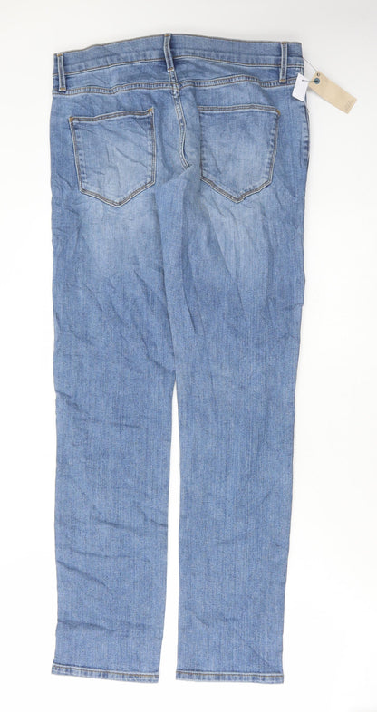 Marks and Spencer Mens Blue Cotton Skinny Jeans Size 30 in L31 in Regular Button