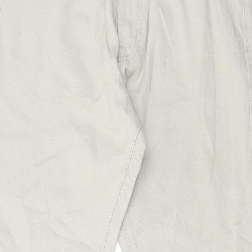 Marks and Spencer Mens Beige Cotton Straight Jeans Size 30 in L29 in Regular Button