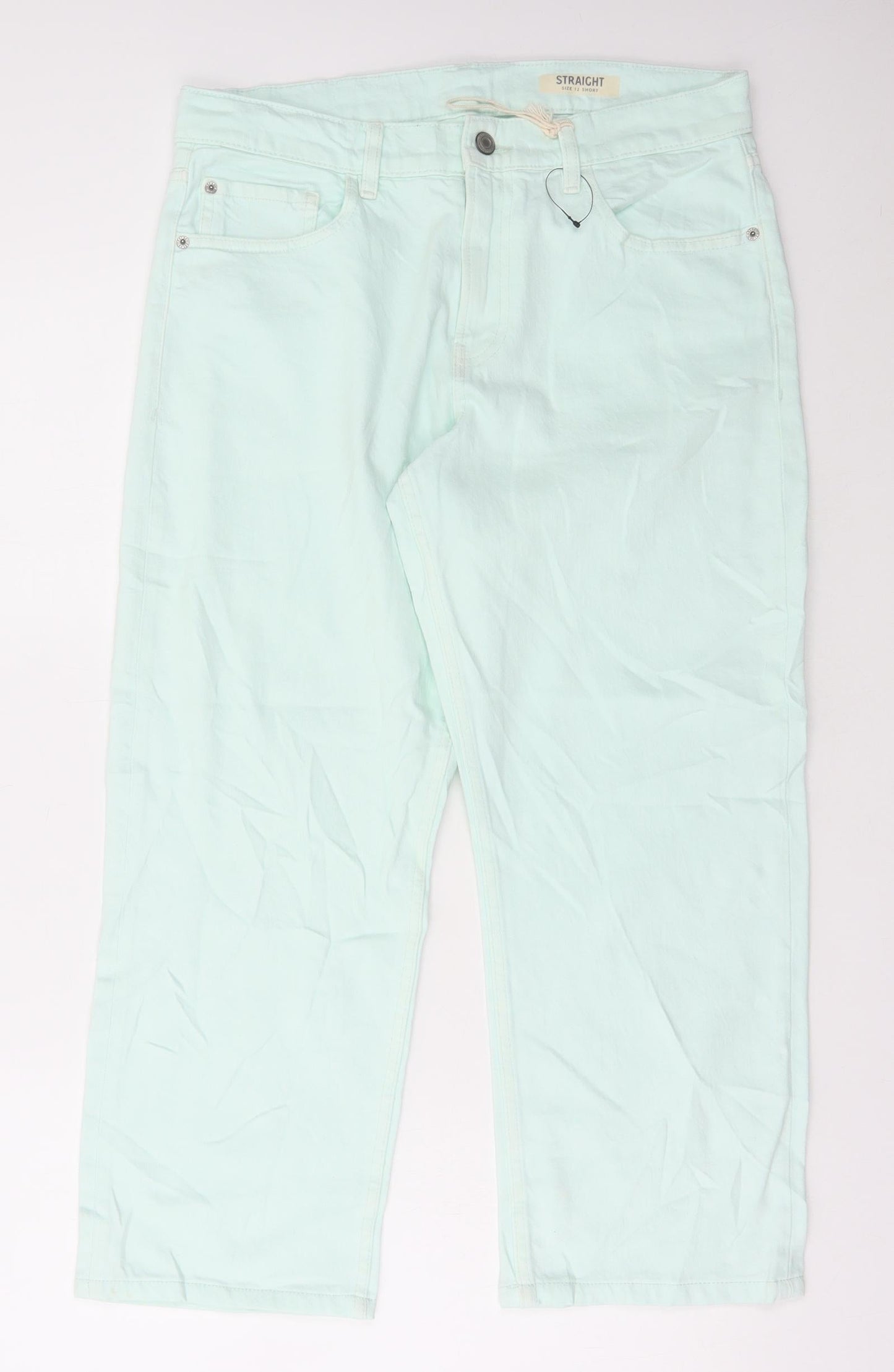 Womens UK Size 12 Marks and Spencer Regular Fit Straight Green Jeans