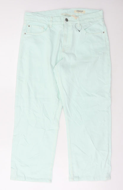 Womens UK Size 12 Marks and Spencer Regular Fit Straight Green Jeans
