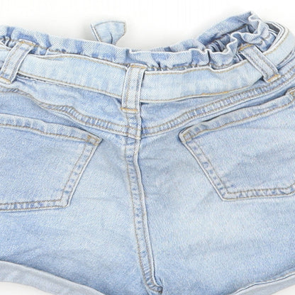 TU Girls Blue Cotton Paperbag Shorts Size 5 Years Regular Tie
