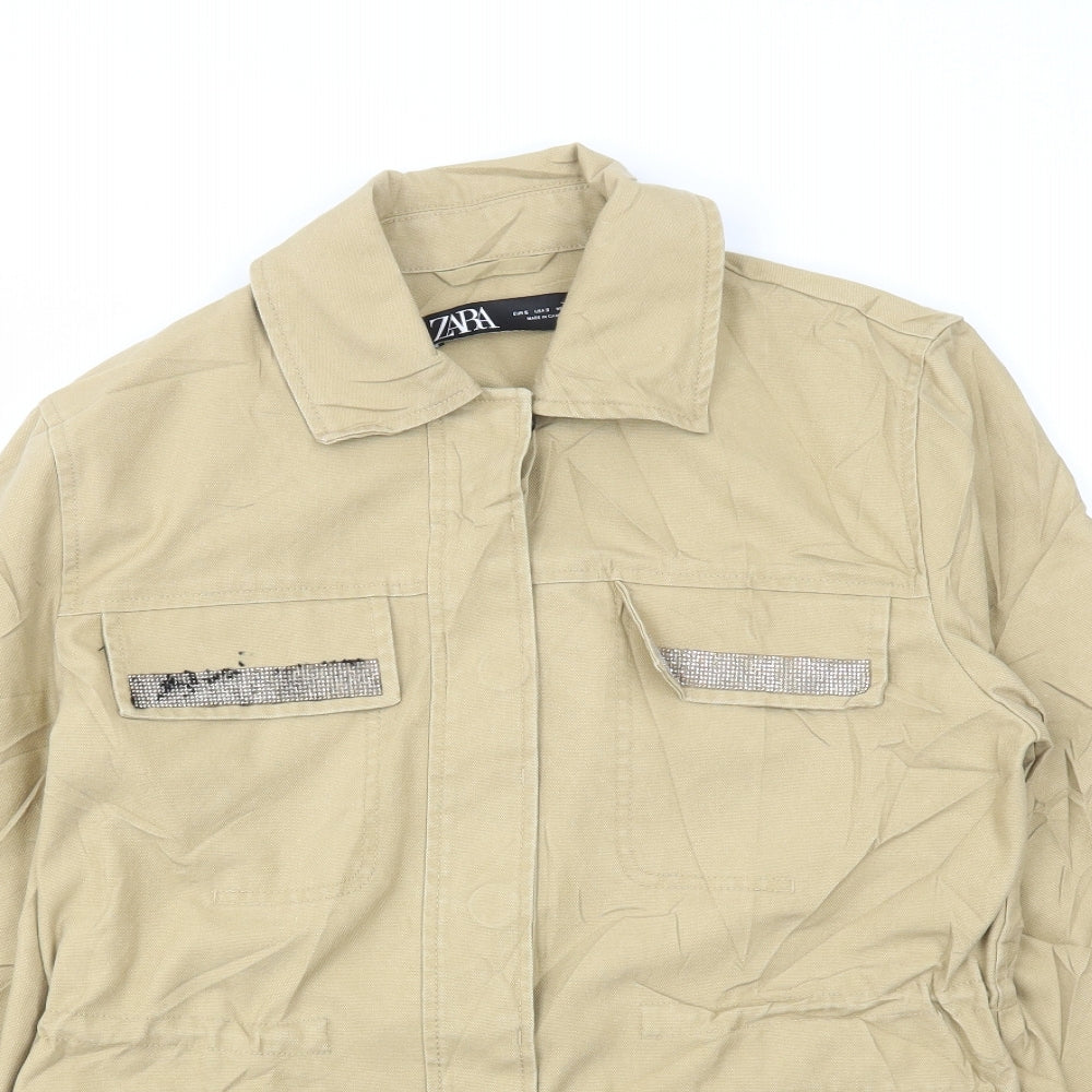 Womens UK Size S Zara Beige Jacket