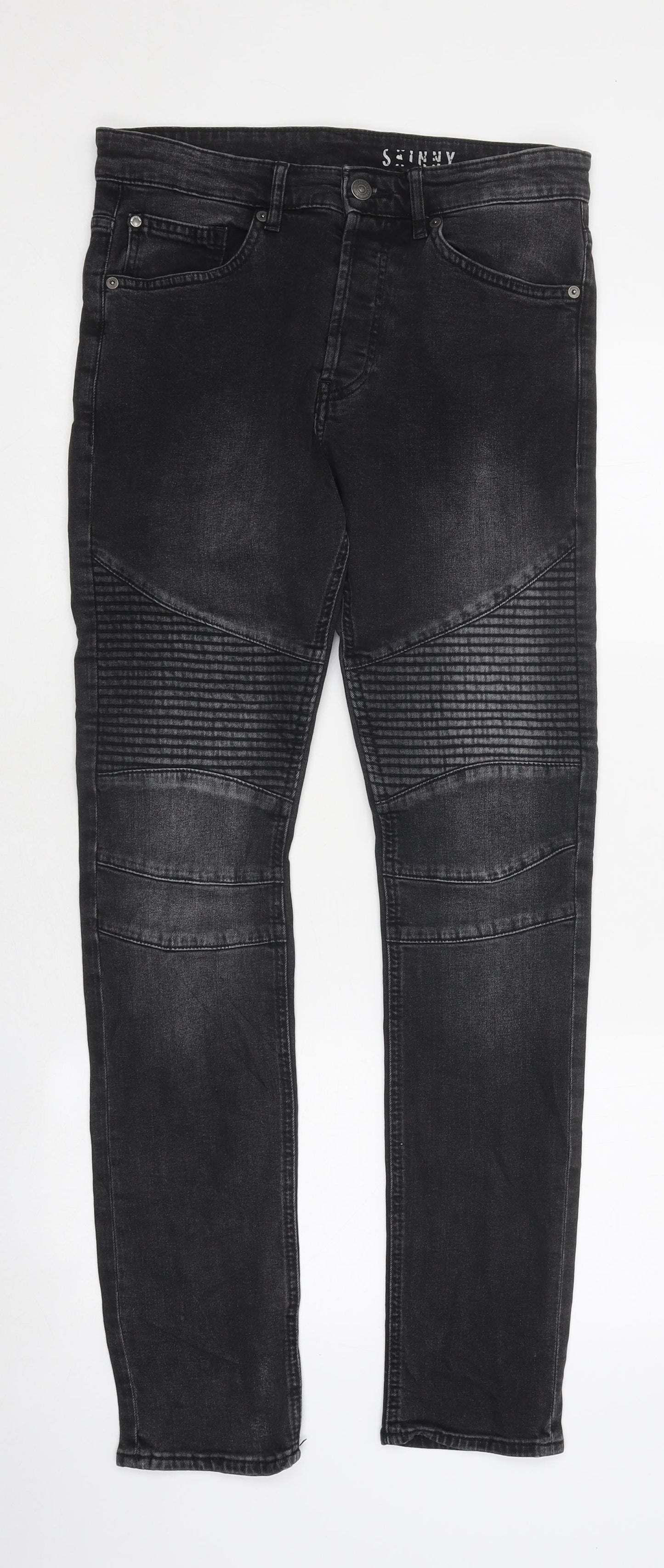 Womens UK Size 2XS Preworn Regular Fit Skinny Black Jeans