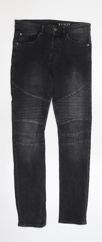 Womens UK Size 2XS Preworn Regular Fit Skinny Black Jeans