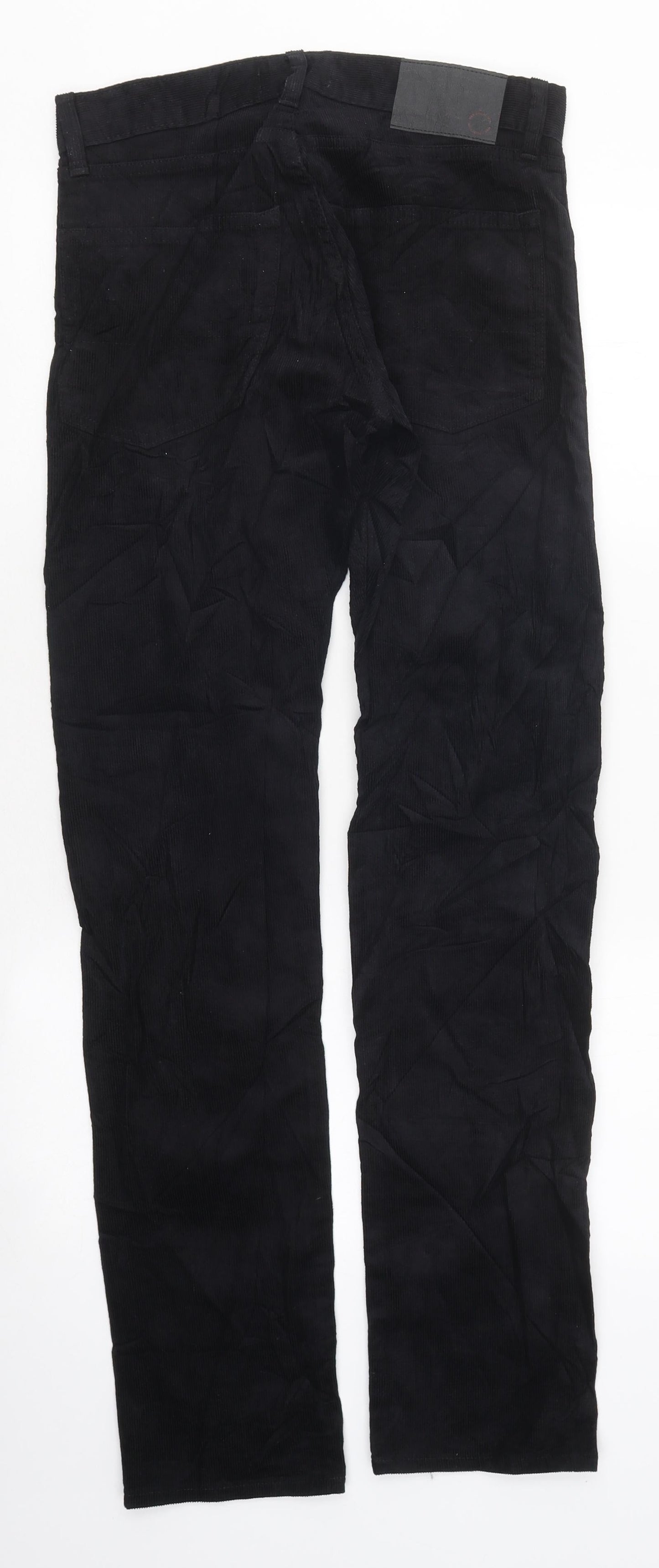 Marks and Spencer Mens Black Cotton Straight Jeans Size S L33 in Regular Zip