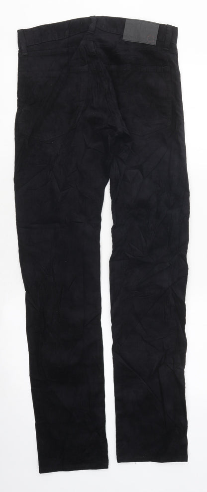 Marks and Spencer Mens Black Cotton Straight Jeans Size S L33 in Regular Zip