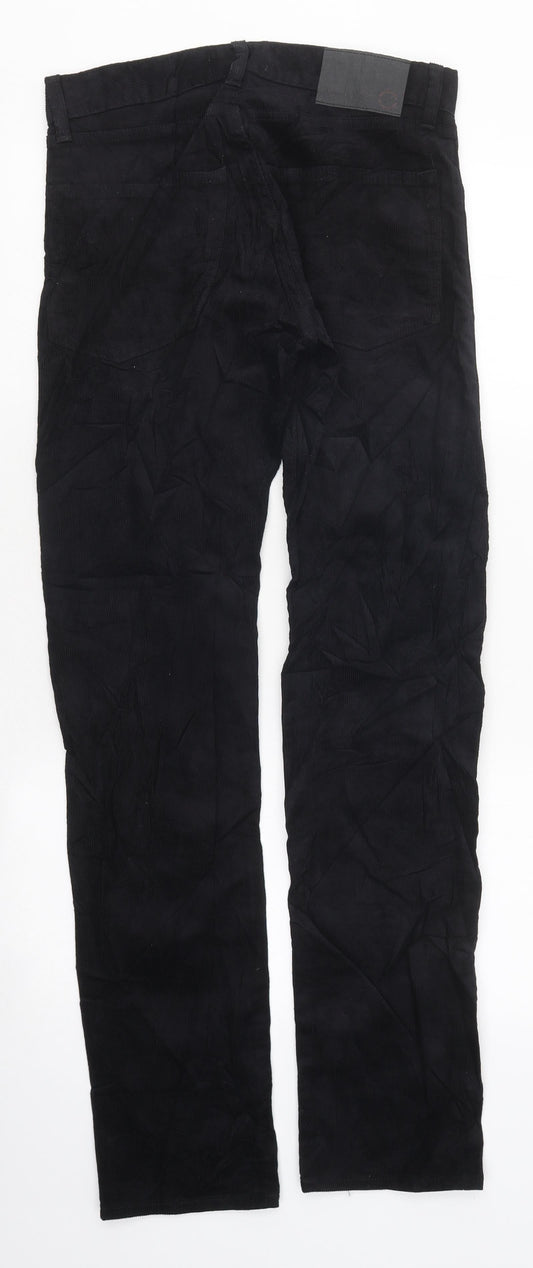 Marks and Spencer Mens Black Cotton Straight Jeans Size S L33 in Regular Zip