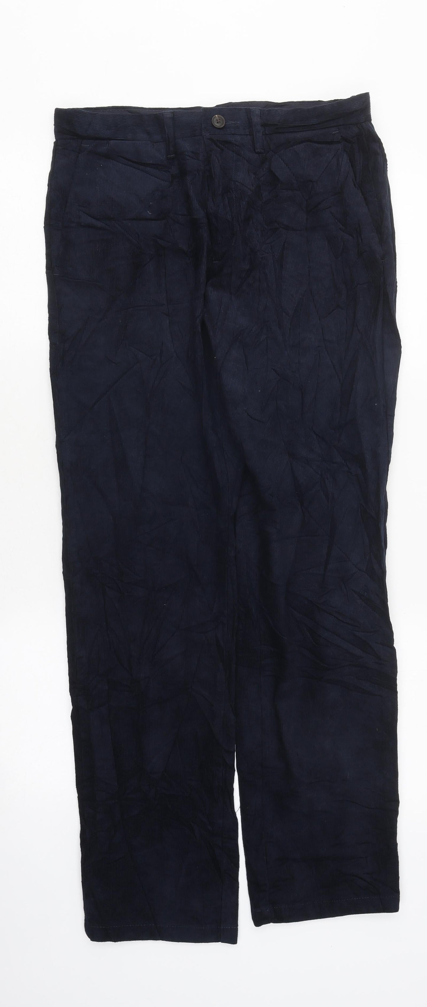 Marks and Spencer Mens Blue Cotton Blend Straight Jeans Size S L31 in Regular Zip