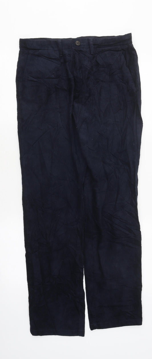 Marks and Spencer Mens Blue Cotton Blend Straight Jeans Size S L31 in Regular Zip