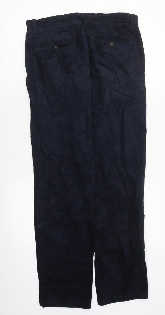 Marks and Spencer Mens Blue Cotton Blend Straight Jeans Size S L31 in Regular Zip