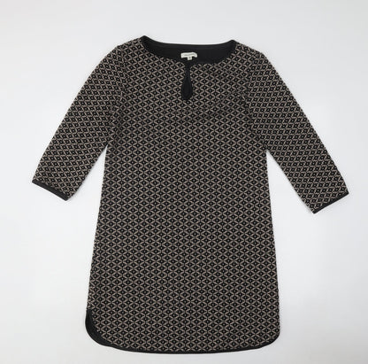 Max Studio Womens Brown Gingham Polyester A-Line Size M Round Neck Hook & Loop