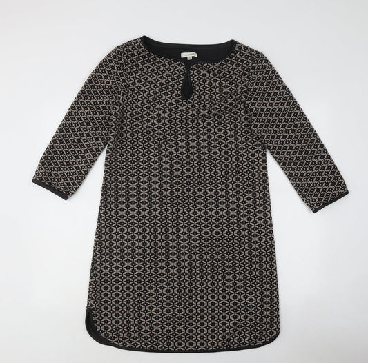 Max Studio Womens Brown Gingham Polyester A-Line Size M Round Neck Hook & Loop