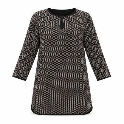 Max Studio Womens Brown Gingham Polyester A-Line Size M Round Neck Hook & Loop