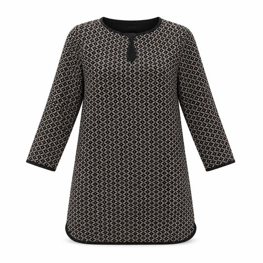 Max Studio Womens Brown Gingham Polyester A-Line Size M Round Neck Hook & Loop