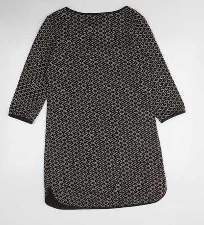 Max Studio Womens Brown Gingham Polyester A-Line Size M Round Neck Hook & Loop