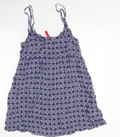 devided Womens Blue Geometric Polyester Basic Tank Size 8 V-Neck