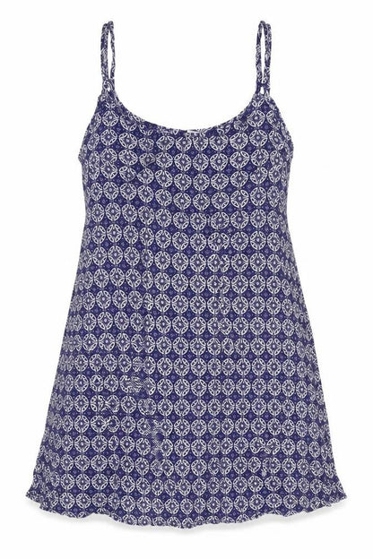 devided Womens Blue Geometric Polyester Basic Tank Size 8 V-Neck