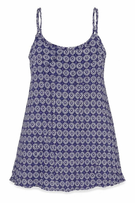 devided Womens Blue Geometric Polyester Basic Tank Size 8 V-Neck