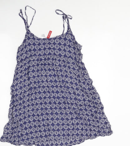 devided Womens Blue Geometric Polyester Basic Tank Size 8 V-Neck