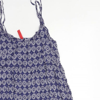 devided Womens Blue Geometric Polyester Basic Tank Size 8 V-Neck
