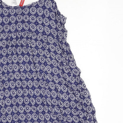 devided Womens Blue Geometric Polyester Basic Tank Size 8 V-Neck