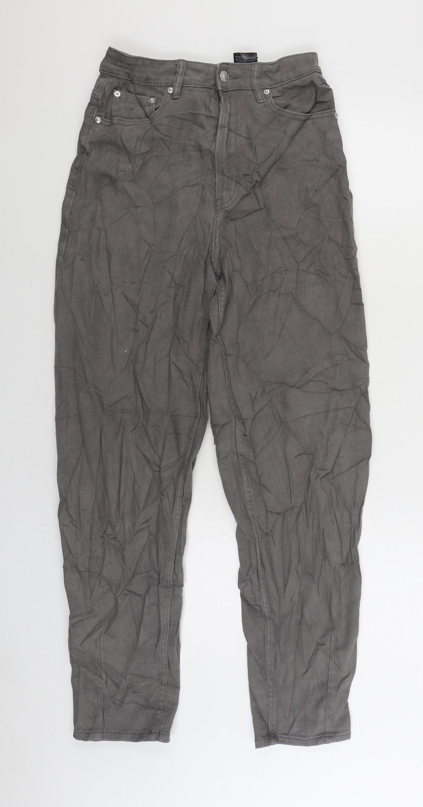 Divided by H&M Womens Grey Cotton Straight Jeans Size 8 L28 in Regular Zip