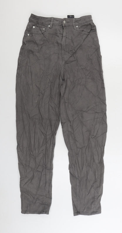 Divided by H&M Womens Grey Cotton Straight Jeans Size 8 L28 in Regular Zip