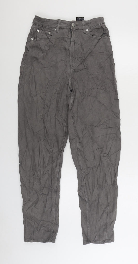 Divided by H&M Womens Grey Cotton Straight Jeans Size 8 L28 in Regular Zip