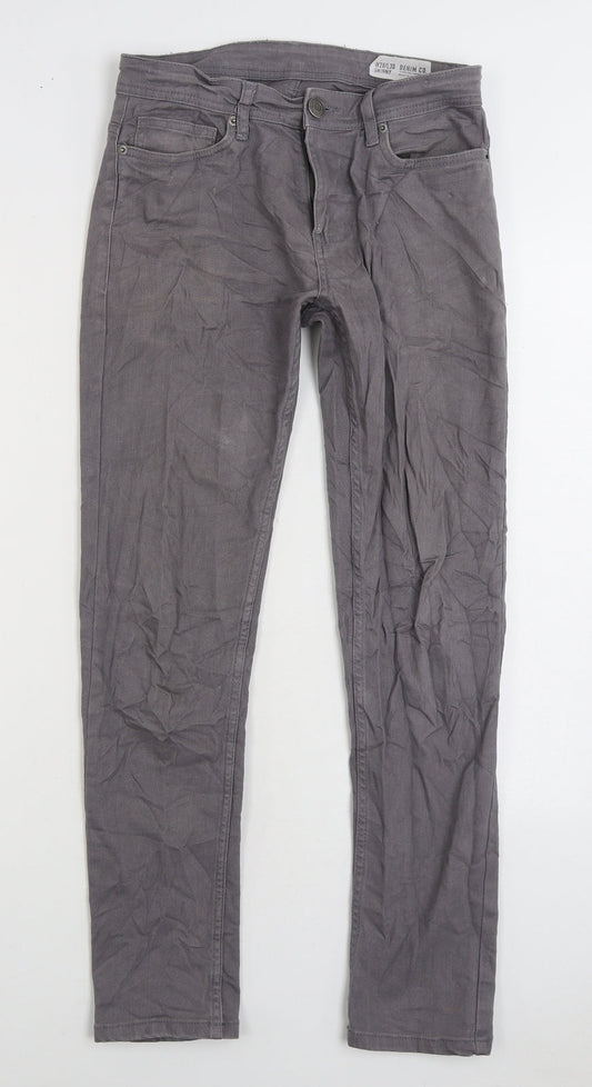 Denim & Co. Mens Grey Cotton Skinny Jeans Size 28 in L30 in Regular Zip