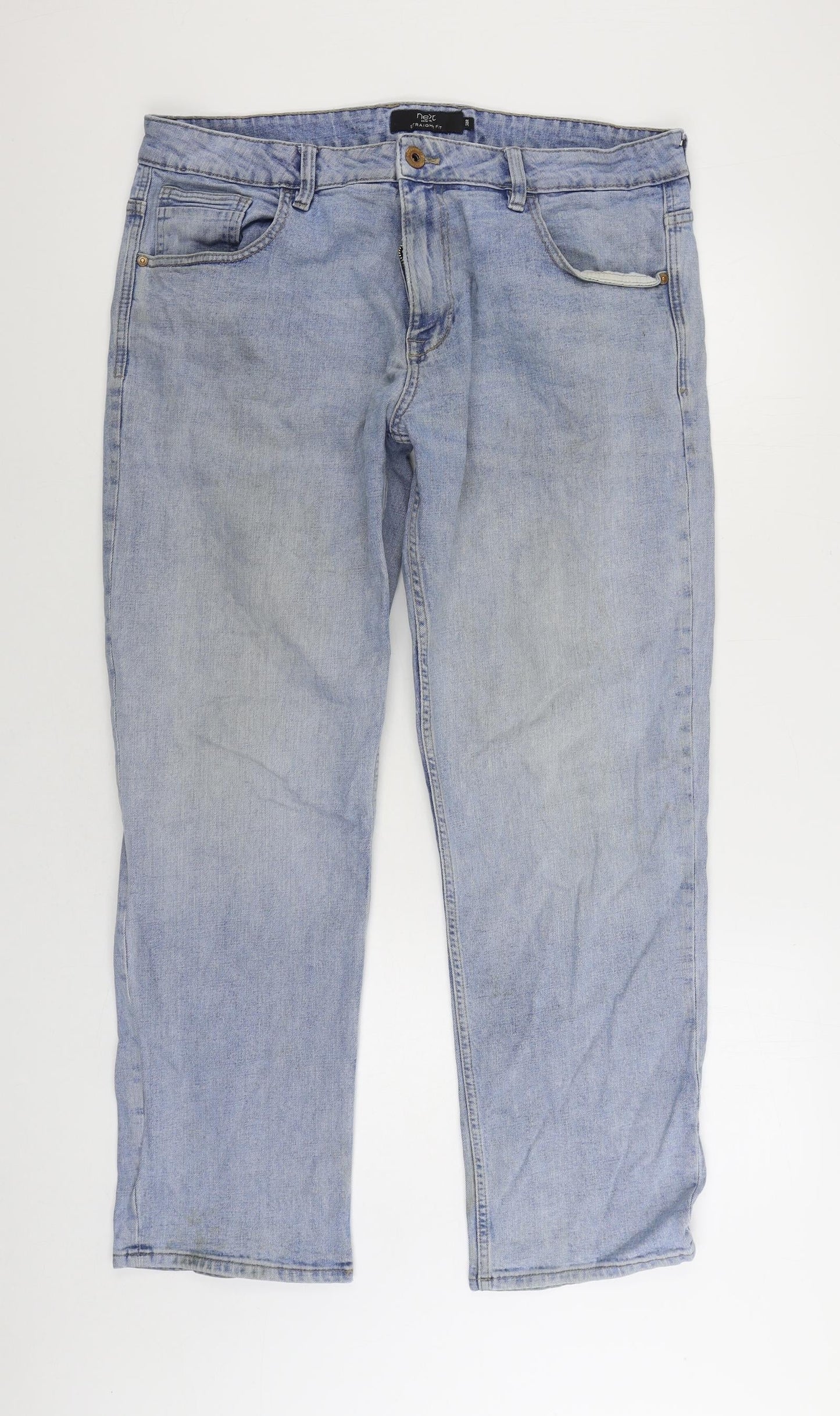 NEXT Womens Blue Cotton Straight Jeans Size 38 in L31 in Regular Zip