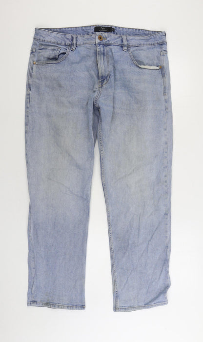 NEXT Womens Blue Cotton Straight Jeans Size 38 in L31 in Regular Zip