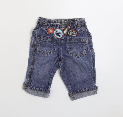 NEXT Boys Blue 100% Cotton Jogger Jeans Size 3-6 Months Pullover