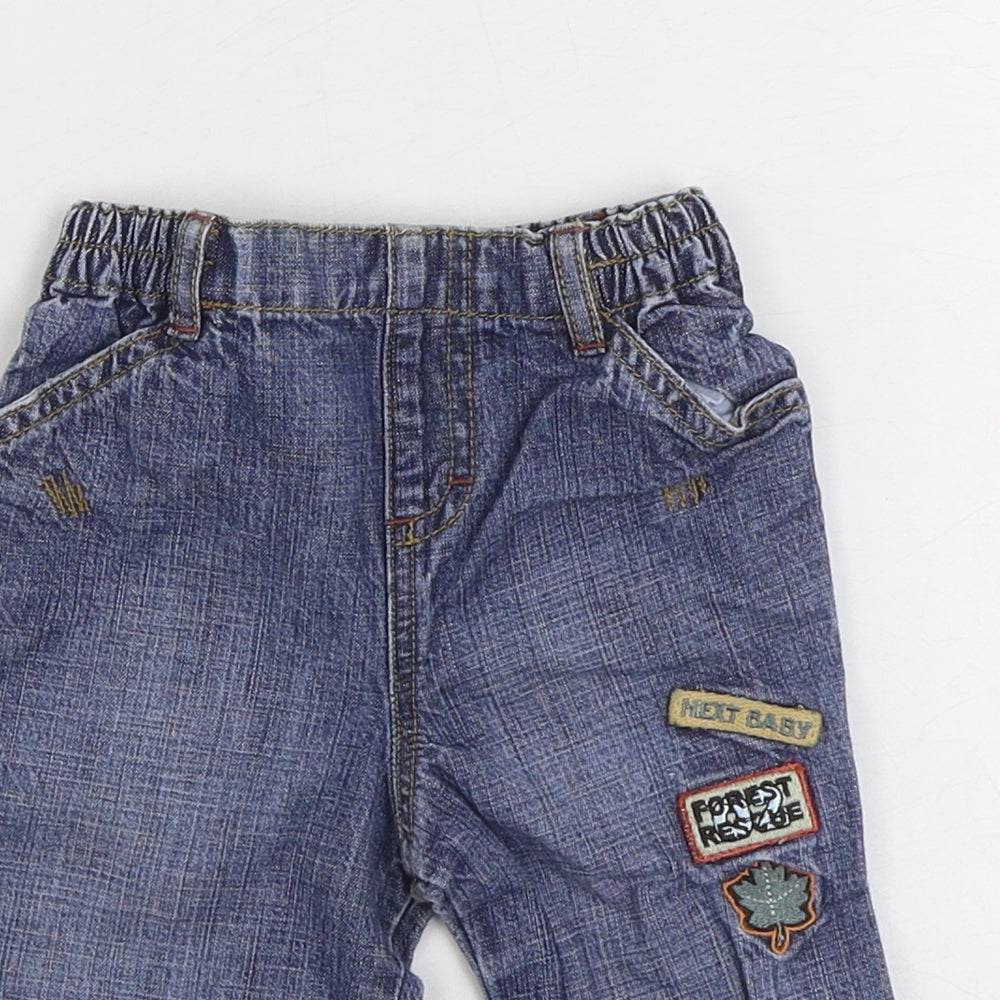 NEXT Boys Blue 100% Cotton Jogger Jeans Size 3-6 Months Pullover