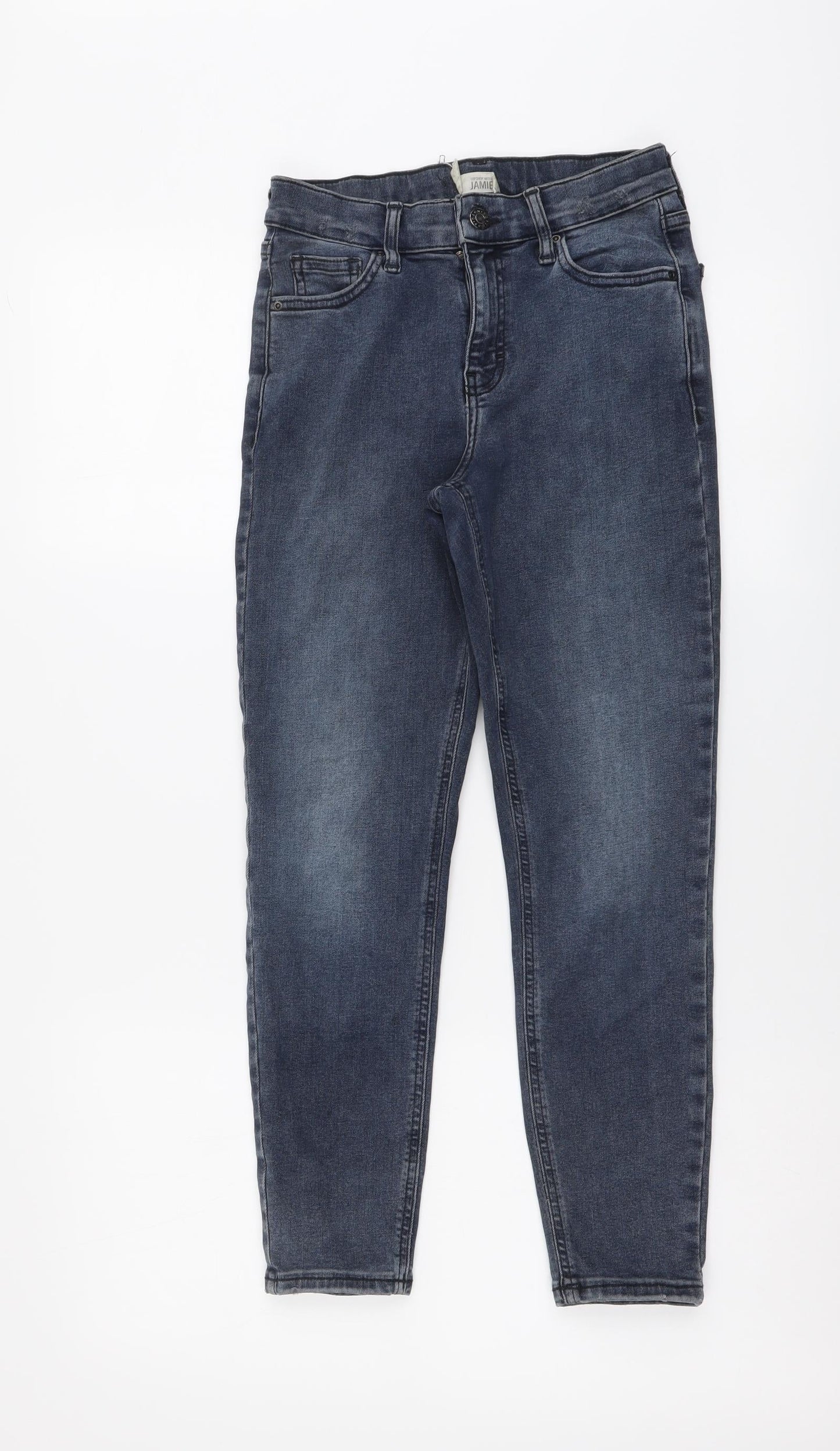 Topshop Womens Blue Cotton Skinny Jeans Size 26 in L28 in Regular Button