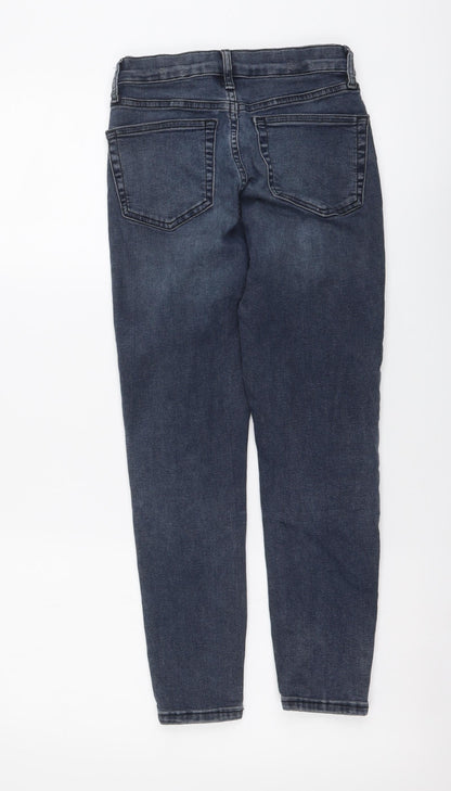 Topshop Womens Blue Cotton Skinny Jeans Size 26 in L28 in Regular Button