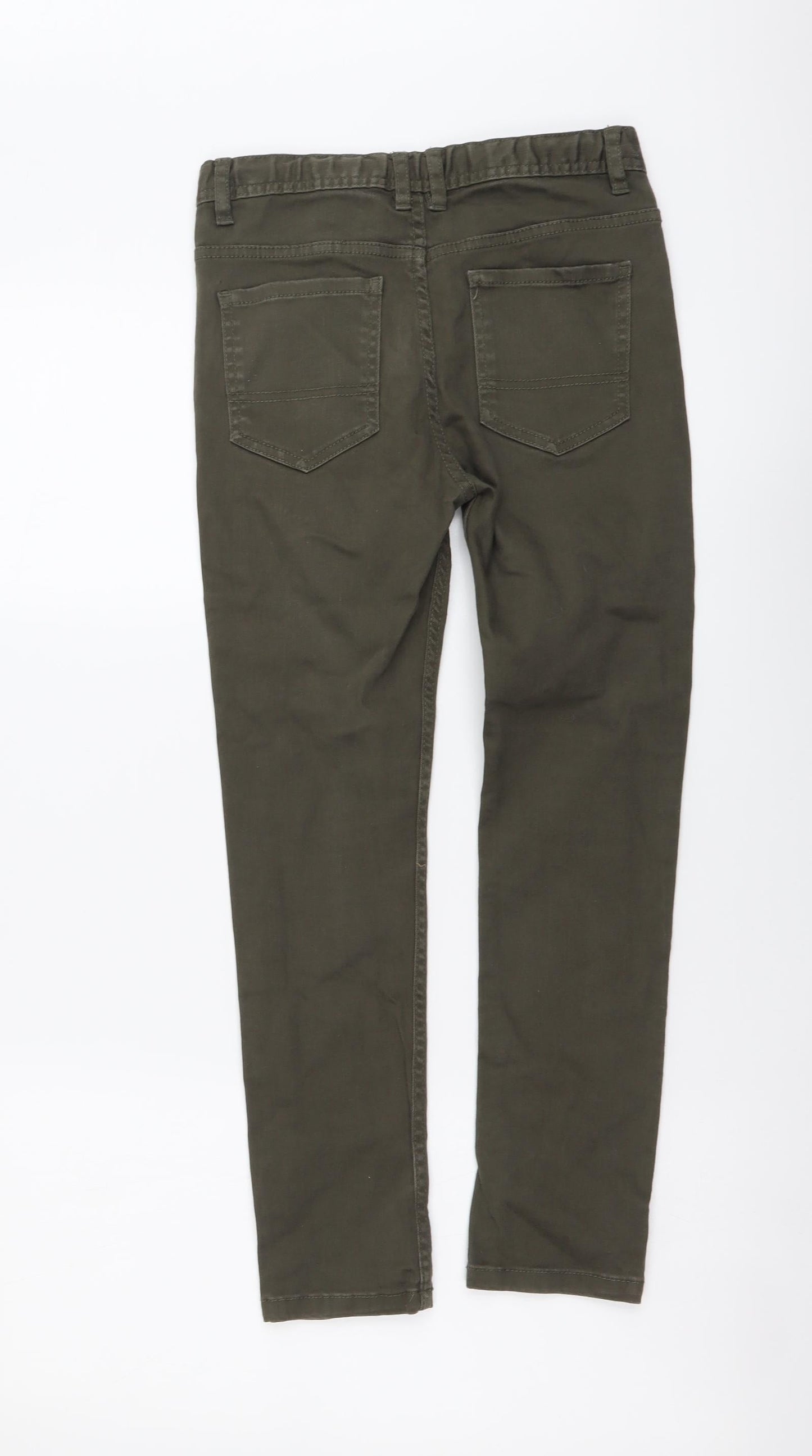 Denim & Co. Girls Green Cotton Skinny Jeans Size 10-11 Years Regular Button