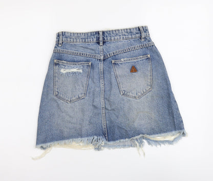 Abrand Jeans Womens Blue Cotton Mini Skirt Size 8 Button