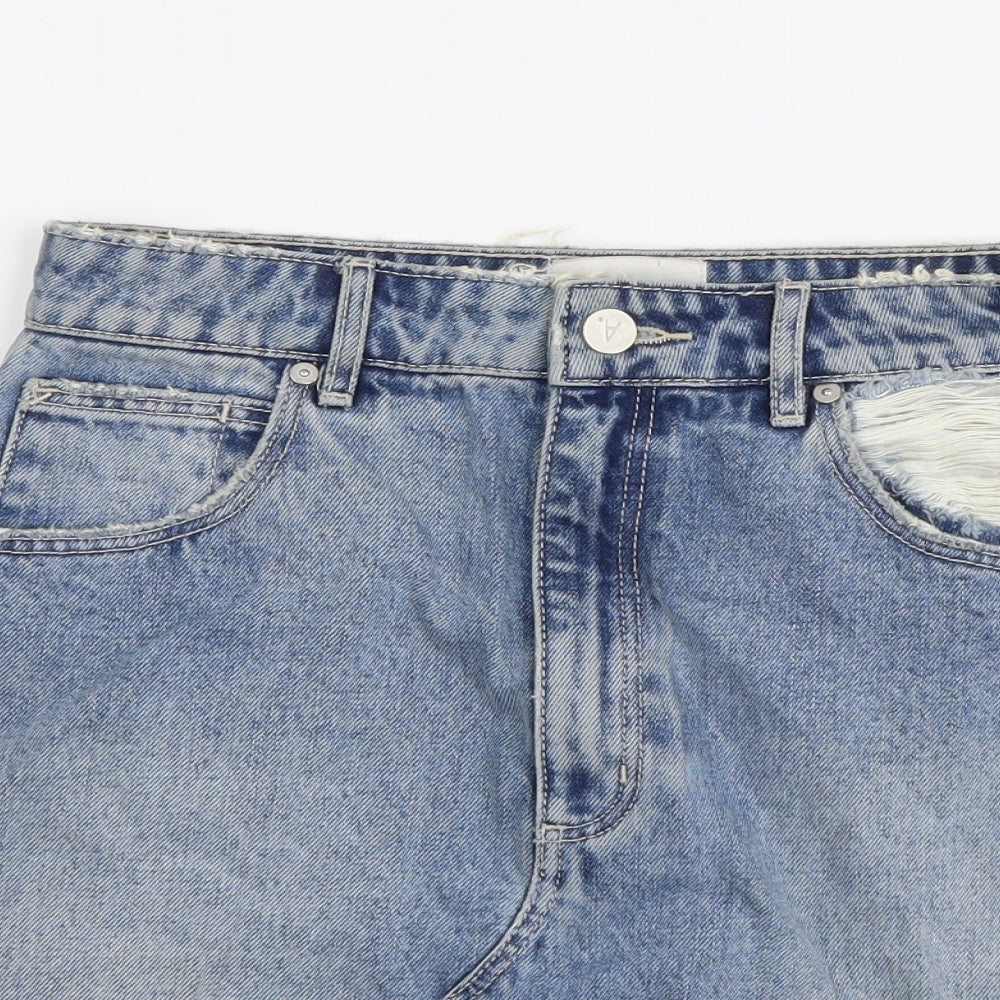 Abrand Jeans Womens Blue Cotton Mini Skirt Size 8 Button