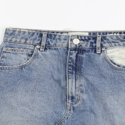 Abrand Jeans Womens Blue Cotton Mini Skirt Size 8 Button